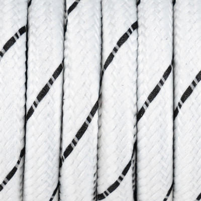White cable with black braided polyester thread S07 serpentine white and black 2x0,75 Kolorowe Kable