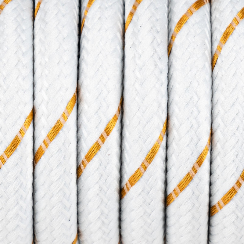 White cable with gold thread, S08 polyester braided streamer, white gold 2x0.75 Kolorowe Kable