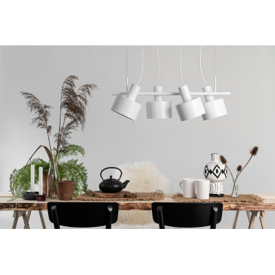 Large white ceiling hanging lamp ENKEL 4 with adjustable lighting direction UMMO