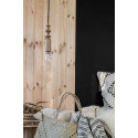 Pendant lamp with oak beads Loft Tammi black grill and black cord in cotton braid Kolorowe Kable