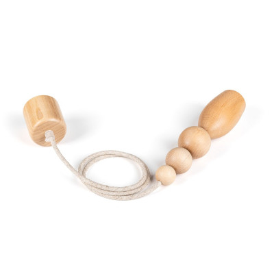 Wooden pendant lamp with beads Loft Pallo with linen braided cable Kolorowe Kable