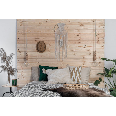 Wooden pendant lamp with beads Loft Pallo with linen braided cable Kolorowe Kable