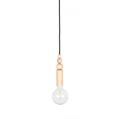 Wooden pendant lamp with beads Loft Rullo with black cotton braided cord Kolorowe Kable