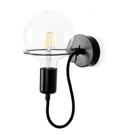 Black Loft Metal Wall wall lamp, black wall light with 4W LED bulb Kolorowe Kable