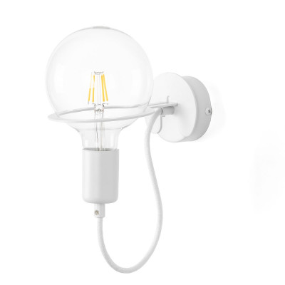 White Loft Metal Wall wall lamp, white wall light with 6W LED bulb Kolorowe Kable