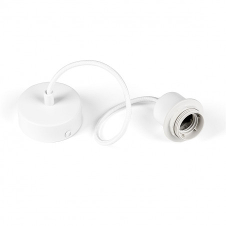 White suspension for Loft Metal Ring lamps with a ring for a shade, lampshade white braid 1.1m KOLOROWE KABLE