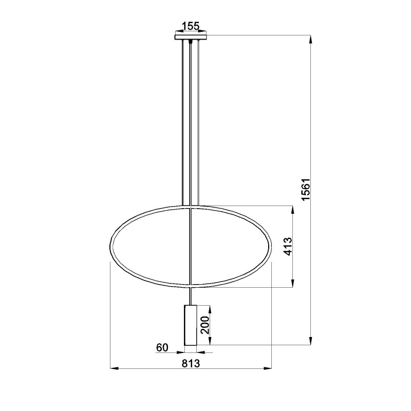 HOLAR black hanging lamp 1 oval frame THORO