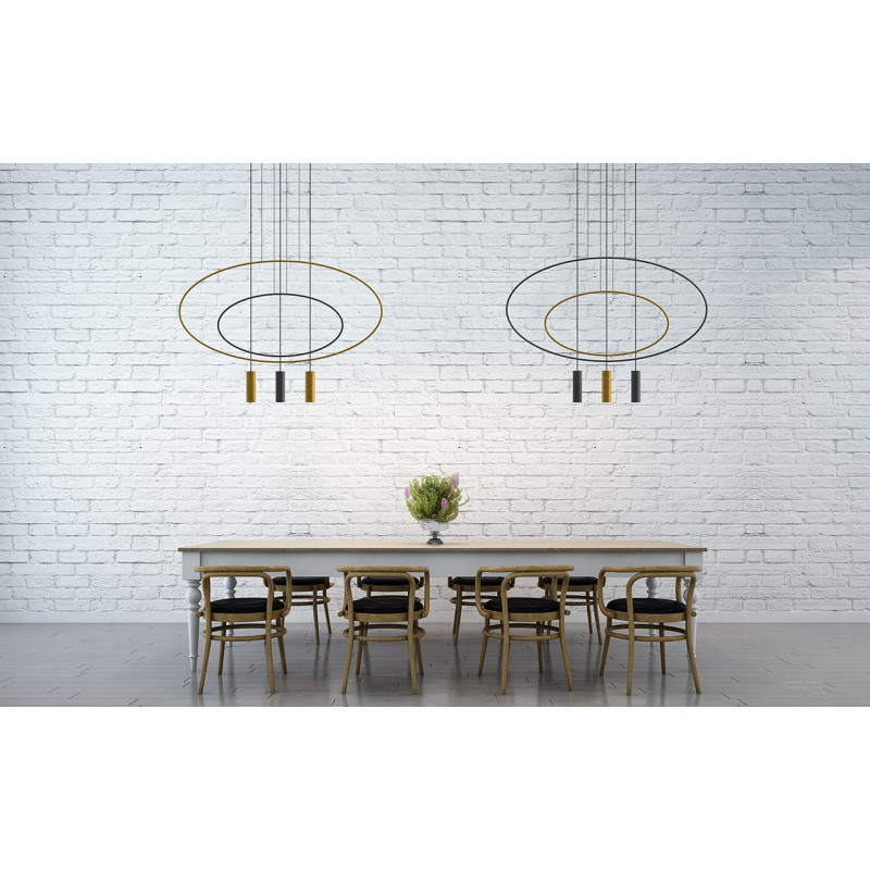 Black hanging lamp HOLAR 2  oval frame THORO