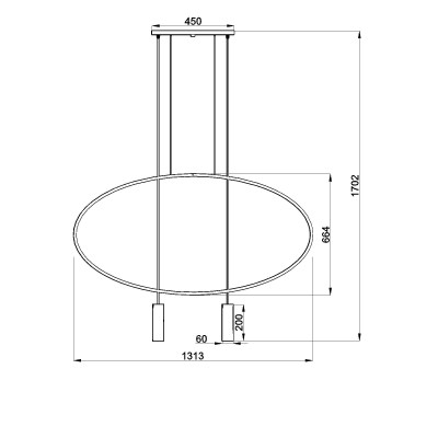 Black hanging lamp HOLAR 2  oval frame THORO