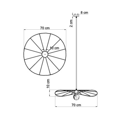 Asymmetric hanging lamp ESKOLA L hat diameter 70cm THORO
