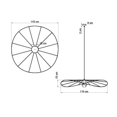 Asymmetric hanging lamp ESKOLA L hat diameter 110cm THORO