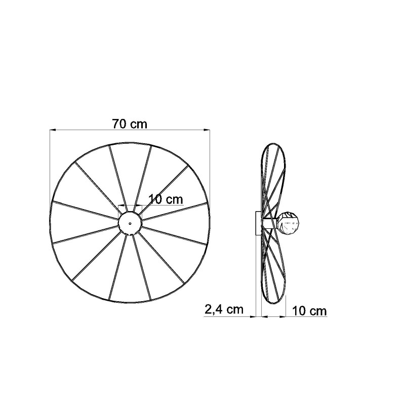 Asymmetric wall lamp wall lamp ESKOLA K hat diameter 70cm THORO