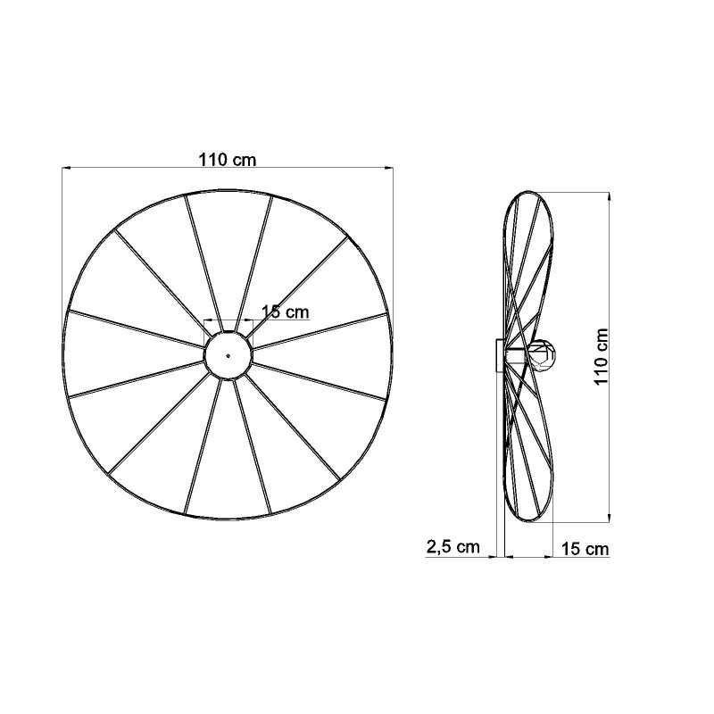 Asymmetric wall lamp wall lamp ESKOLA K hat diameter 110cm THORO