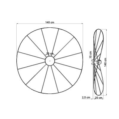 Asymmetric wall lamp wall lamp ESKOLA K TH.015 hat diameter 140cm THORO