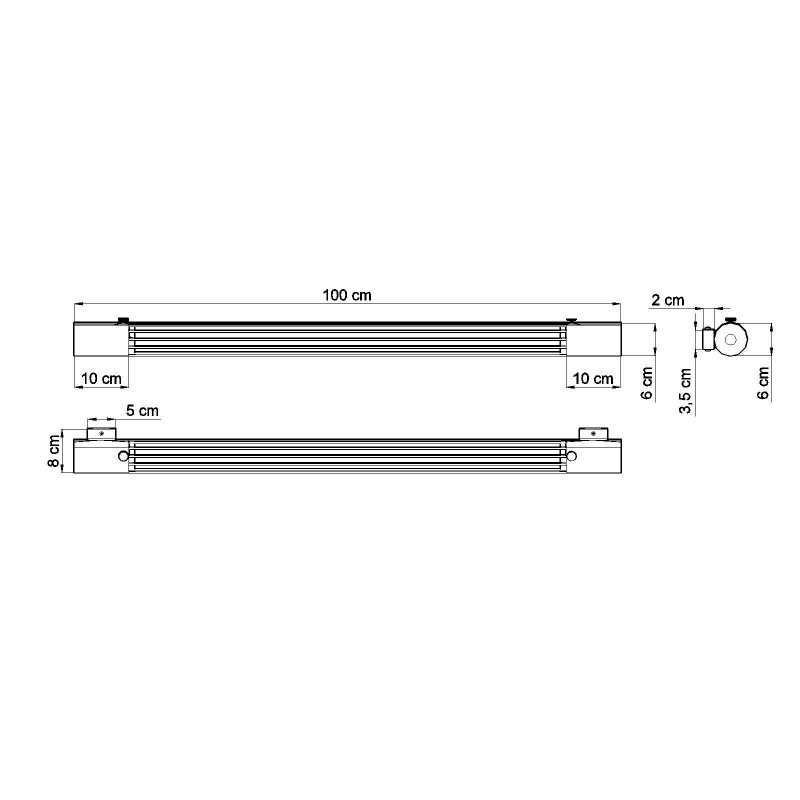 Wall lamp sconce strip VALO K width 100cm THORO