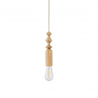 Loft Tammi oak bead pendant light with white canopy and linen-braided cable – Kolorowe Kable