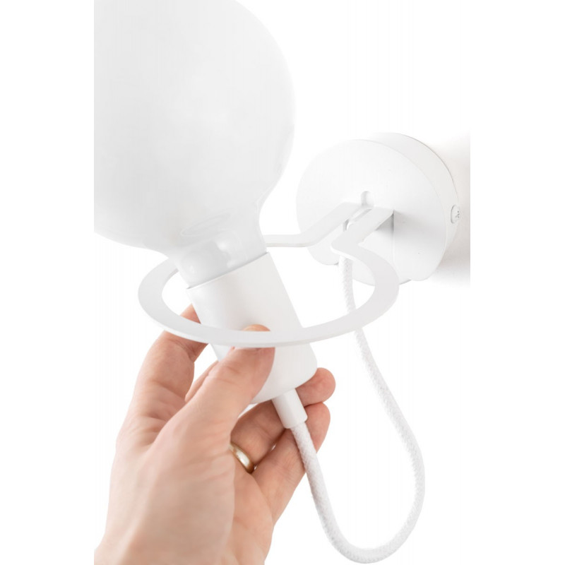 White Loft Metal Wall wall lamp with white cable and milky LED bulb 4W Kolorowe Kable