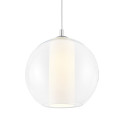 Ceiling hanging lamp MERIDA L white lampshade in a transparent glass lampshade KASPA