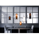 Ceiling hanging lamp MERIDA L white lampshade in a transparent glass lampshade KASPA