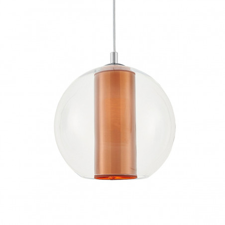 Ceiling hanging lamp MERIDA L copper lampshade in a transparent glass lampshade KASPA