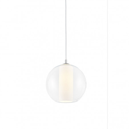 Ceiling hanging lamp MERIDA S white lampshade in a transparent glass lampshade KASPA