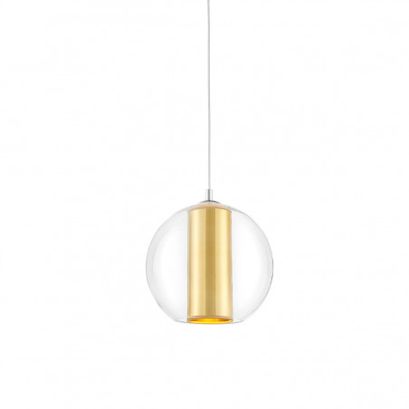 Ceiling hanging lamp MERIDA S golden lampshade in a transparent glass lampshade KASPA