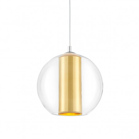 Ceiling hanging lamp MERIDA M golden lampshade in a transparent glass lampshade KASPA