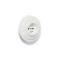Rustic ceramic flush-mounted socket in retro style with grounding pin - white Kolorowe Kable