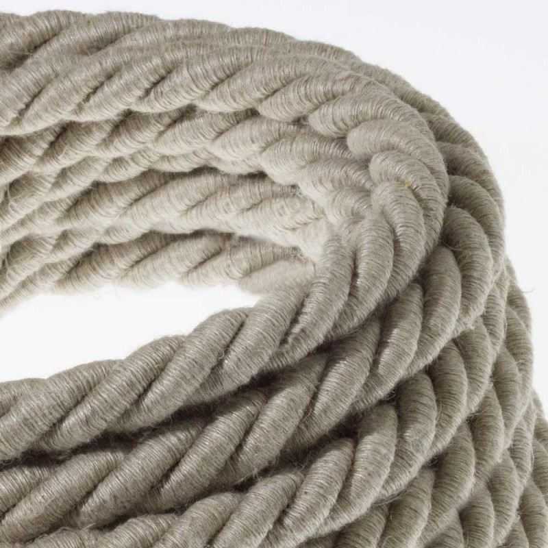 Beige twisted cable in double linen braid 3-core 3x1x0.75 Creative Cables
