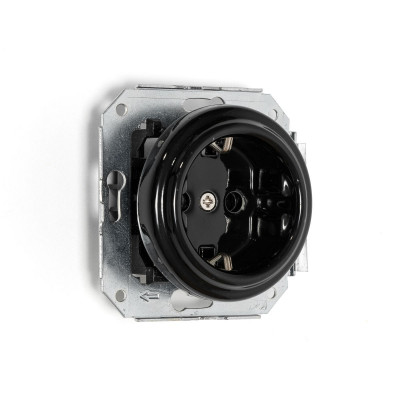 Rustic ceramic flush-mounted socket in retro style - black Kolorowe Kable