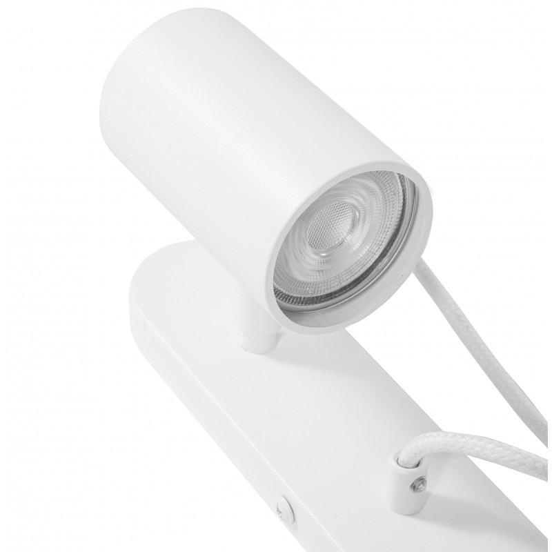 Decorative white wall lamp KOP F white sconce with a polyester braided cable UMMO