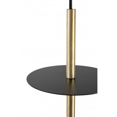Sufitowa lampa wisząca PLAAT BRASS biały klosz, rurki z mosiądzu i czarne mocowanie UMMO