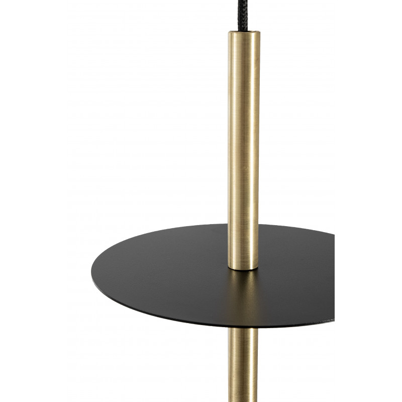 Ceiling hanging lamp PLAAT BRASS white lampshade, brass tubes and black mount UMMO
