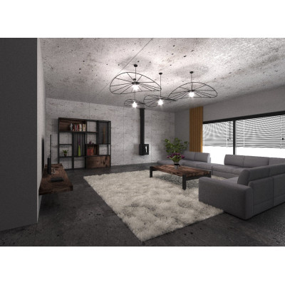 Asymmetric hanging lamp ESKOLA L hat diameter 70cm THORO