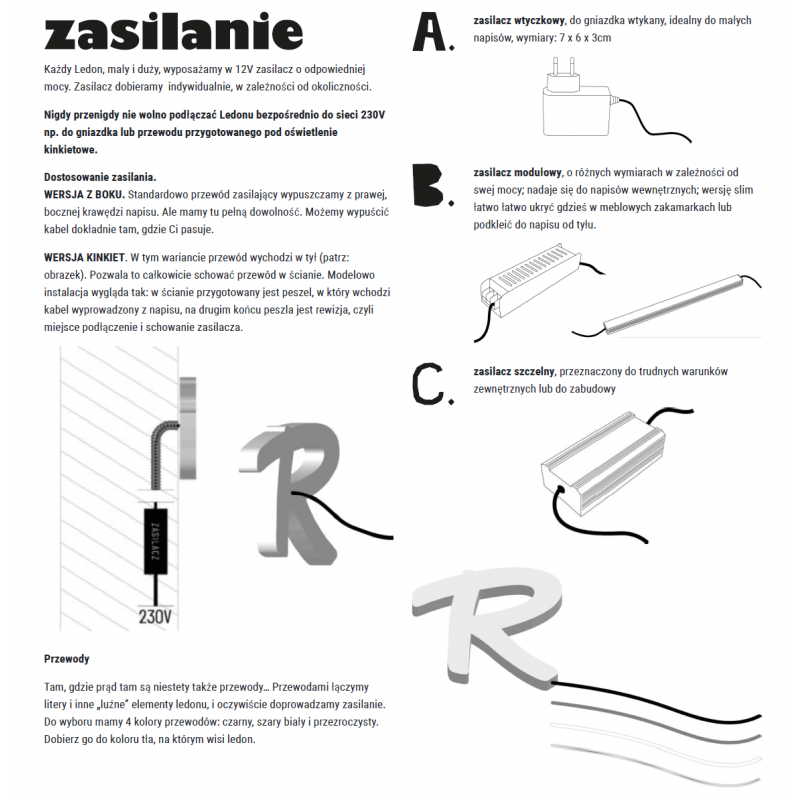 Illuminated lettering CZEŚĆ Ledon lamp Twórczywo