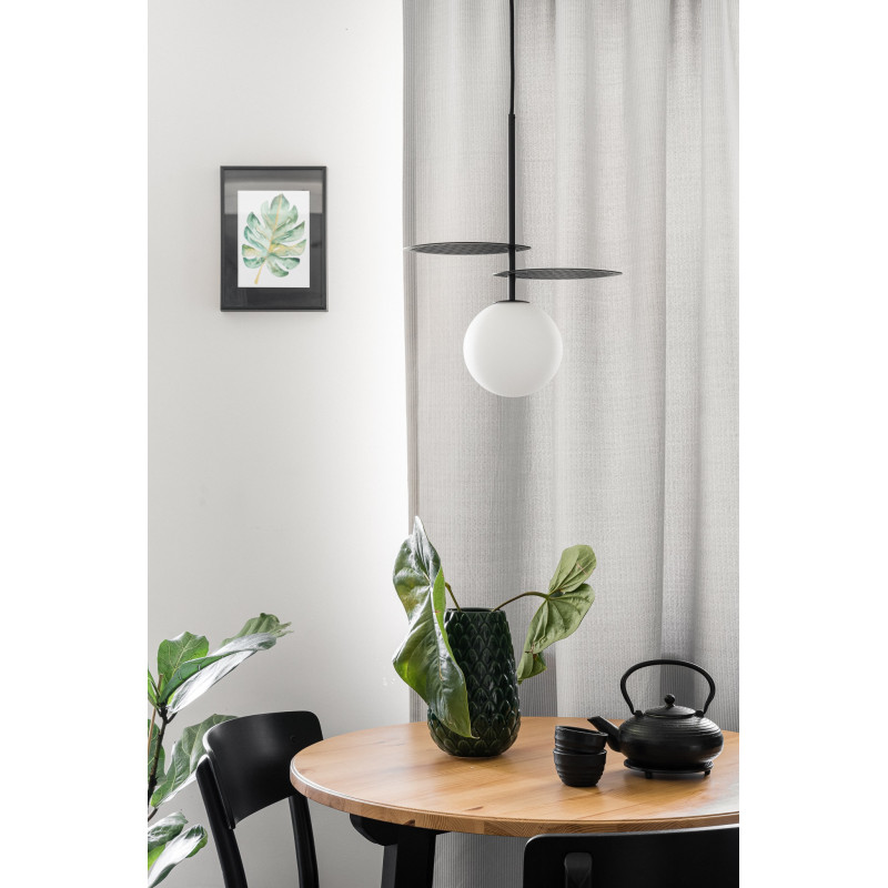 Decorative black hanging lamp FYLLO A with black cord in polyester braid UMMO