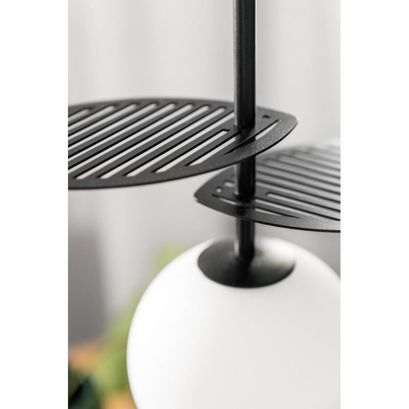 Decorative black hanging lamp FYLLO A with black cord in polyester braid UMMO