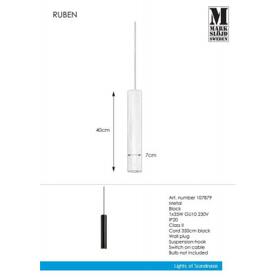 Hanging lamp RUBEN Hanging 1L black