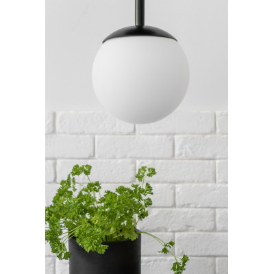 Sufitowa lampa wisząca PLAAT biały klosz, czarne rurki i krążek UMMO