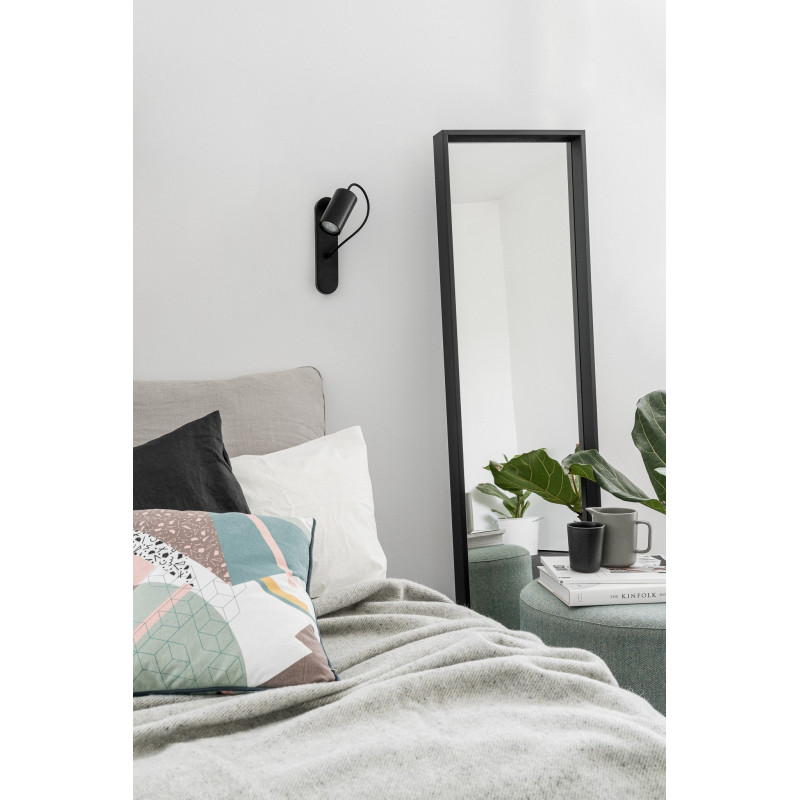 Decorative black KOP F wall lamp black sconce with a polyester braided cable UMMO