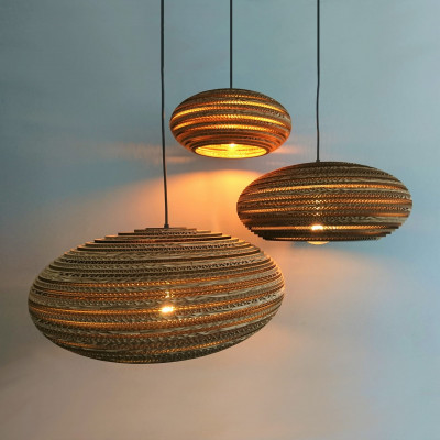 Ceiling oval hanging lamp made of cardboard - STONE 45 ecological lamp SOOA