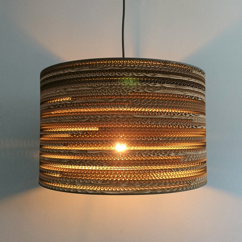Cylindryczna lampa wisząca z tektury - TAMBURO 45 lampa ekologiczna SOOA