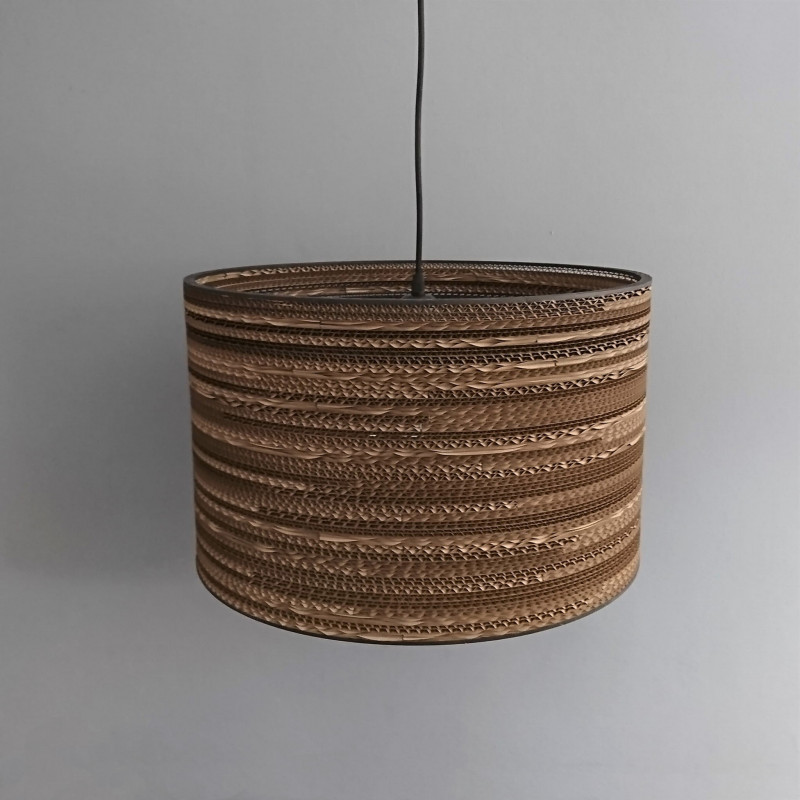Cylindrical hanging lamp made of cardboard - TAMBURO 45 ecological lamp SOOA