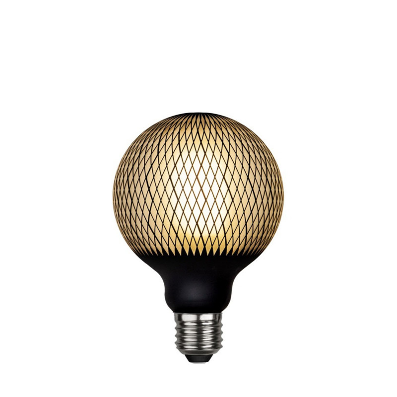 Lampa LED GRAPHIC mleczna żarówka dekoracyjna LED z czarnym wzorem diamenty G95 4W 2700K Star Trading