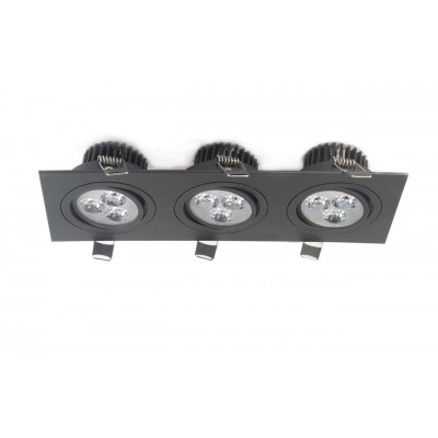 TRIPLO III BL recessed luminaire with MD-6303-BLACK Auhilon mesh