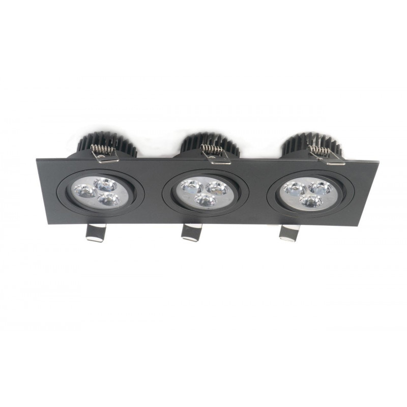 TRIPLO III BL recessed luminaire with MD-6303-BLACK Auhilon mesh