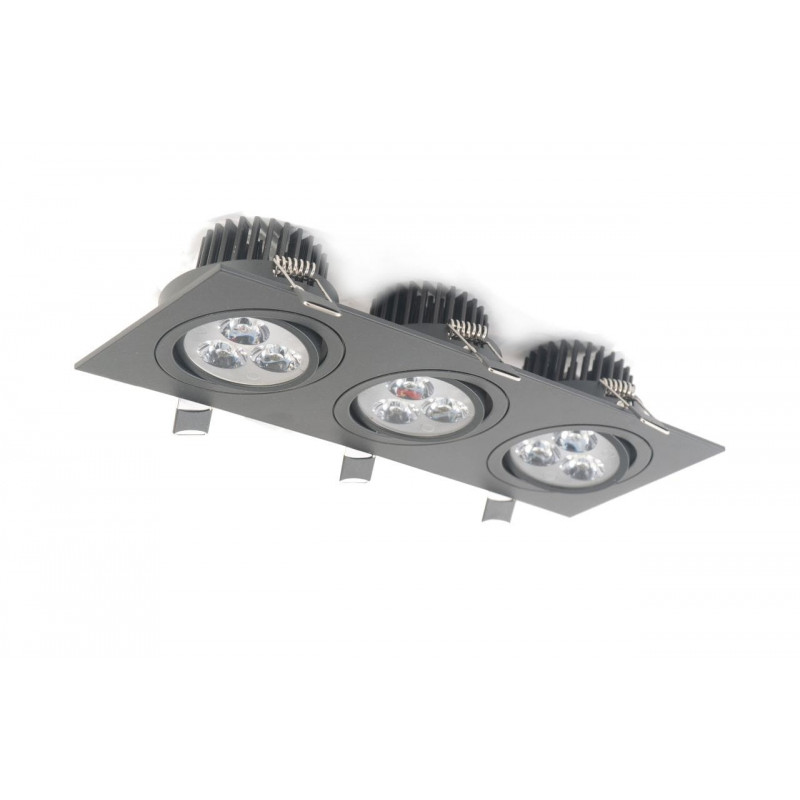 TRIPLO III BL recessed luminaire with MD-6303-BLACK Auhilon mesh
