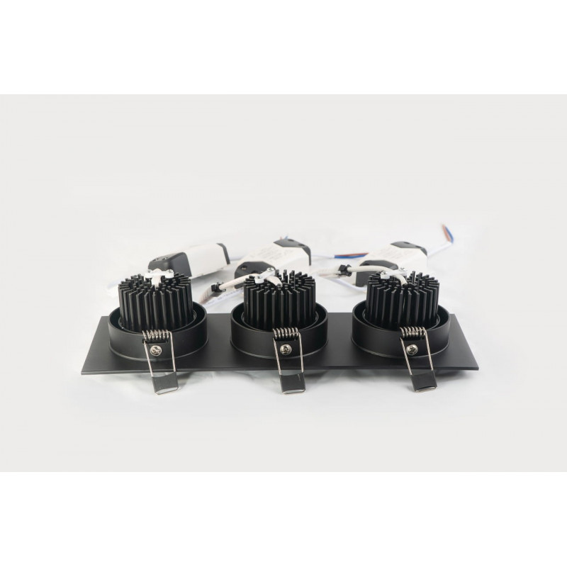 TRIPLO III BL recessed luminaire with MD-6303-BLACK Auhilon mesh