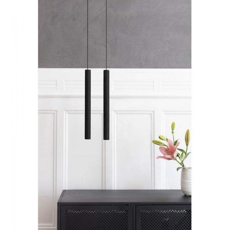 CHIMES TALL BLACK UMAGE LAMP - BLACK OAK - 02235