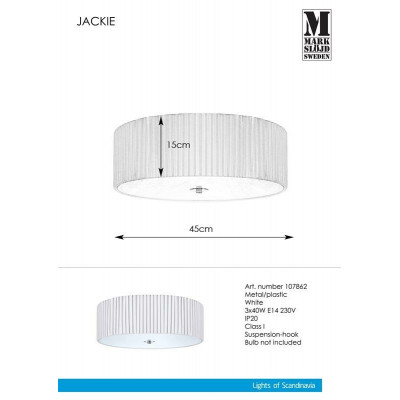 Plafon JACKIE 3L 45cm Biały 107862 MArkslojd